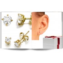 14K Yellow Gold Studs with Round Diamonds.