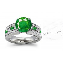 Emerald Gem-City: Visions of Past, Present & Future Split-Shank Spanish Created Emerald & Diamond Ring in 14k White Gold