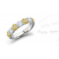 Yellow Sapphire & Diamond Bar Set Eternity Rings