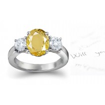 Yellow Sapphire & Diamond Engagement Ring