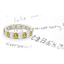 Oval Diamond & Yellow Sapphire Eternity Rings