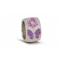 High Quality French pavee Multi-Colored Sapphire & Brilliant-Cut Round Diamond Butterfly & Flower Eternity Rings & Bands