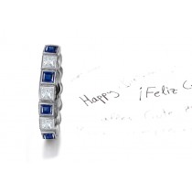 Splendid: Sparkling Square Blue Sapphire Diamond Eternity Band