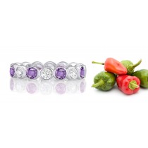 Bezel Set Sparkling Round Very Popular Purple Sapphire & Diamond Eternity Bands