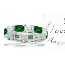 "Special Design" Emerald Cut Diamond & Emerald Cut Emerald Eternity Ring