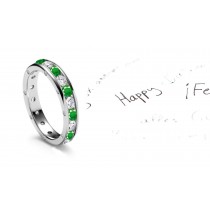 Stunner: Classic Emerald & Diamond Channel Set Ring, Sprinkled Diamonds