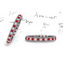 Look New Milgrain Edge Ruby & Diamond Eternity Band in Platinum & Gold