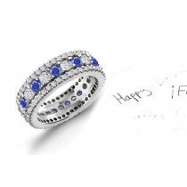 "Lifetime": Triple Corn Flower Blue Sapphire & Diamond Eternity Ring