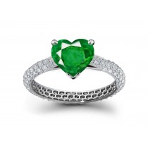 Treasure of Love: Heart Emerald & French MicroPav Encrusted Diamond Ring