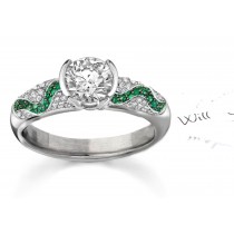 LATEST FRENCH STYLES:Diamond & French MicropaveEmerald Wave Ring in Gold