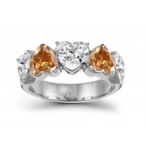 Designer Five Stone Brown Diamond Heart Ring