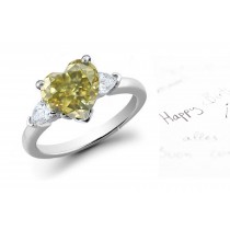 Heart Green Diamond Designer Ring