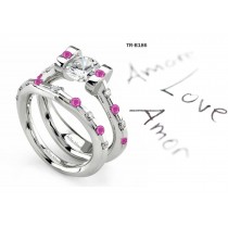 Pink Sapphire Engagement & Wedding Tension Set Rings