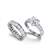 Designer Heart Diamond & Round Diamond Accents Engagement Ring & Matching Wedding Band in Platinum