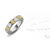 Round Diamond & Round Sapphire Half Eternity Bands
