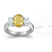 Yellow Sapphire & Diamond Engagement Ring