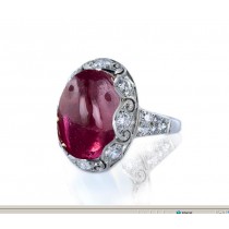 Edwardian, French, Belle Epoque, Bright Cherry, Luscious Red, Deeply Saturated, Ruby Cabochon