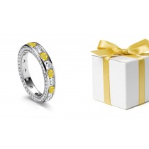 Yellow Sapphires & Diamonds Eternity Ring