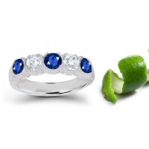 5 Stone Bezel Set Sapphire & Diamond Platinum Ring