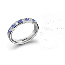 11 Stone Sapphire & Diamond Wedding Anniversary Band