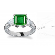 A Selected Assortment: A Iconic Star Square Emerald & Pear Shape Diamond 3-Stone Hal