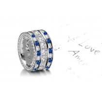 Big Sapphire & Diamond Eternity Sparkling Diamond Ring