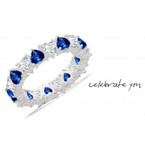 Design & Style: Heart Blue Sapphire & Heart Diamond Eternity Band