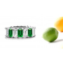 Mountain Green Emerald Cut Emerald & Emerald Cut Diamond Eternity Band