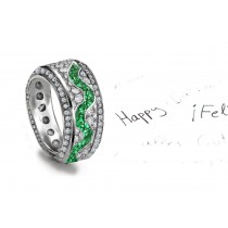 Micropavee Diamond & Emerald Wave Band