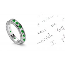 Sparkler: Baguette Cut Diamond & Well-Cut Round Emerald Wedding Ring