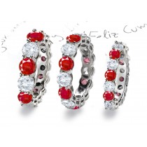 Classic Prong Set Round Diamond & Ruby Eternity Ring in Gold