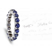 Vivid Ultramarine Full Blue Sapphire Round Eternity Ring in Platinum