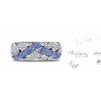 Micropaveed Blue Sapphire & Diamond Special Design Rhomboid Mesh Band