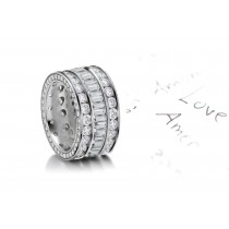 Tailor Designed Sparkler of Baguette Cut Diamonds bordered by row of Asscher Cut Diamonds in 4.0 to 5.50 carats