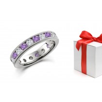 Shining: Very Popular Purple Sapphire & Diamond Wedding Rings