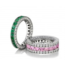 Made to Order Great Selection of Channel Set Brilliant Cut Round Diamonds Emeralds & Pink Sapphires Eternity Rings & Bands