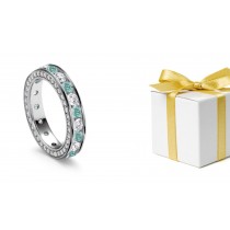 Glitter: Endless Circle of White & Green Diamonds Adorned with Diamond Sprinkle on Band Sides
