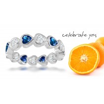 Dazzling Beauty: Heart Blue Sapphire & Heart Diamond Eternity Band