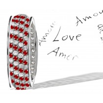 Look Micropavee Ruby & Diamond Band 6 mm Wide in Gold & Platinum Options