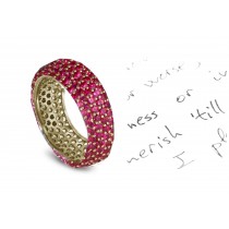 Cinco Micropavee Ruby Eternity Ring in Platinum & 14k Yellow Gold Size 3 - 8