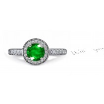 Surrounded By Diamonds: Wear New Offer! French Art Deco Pave' Emerald Diamond Fashion Ring in 14k White Gold