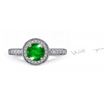 Surrounded By Diamonds: Wear New Offer! French Art Deco Pave' Emerald Diamond Fashion Ring in 14k White Gold