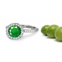 A Ring Made of Round Emerald with Diamond Halo Bordered is Noteworthy of The Gaze
