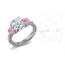 Pink Colored Diamonds & White Diamonds Fancy Pink Diamond Engagement Rings