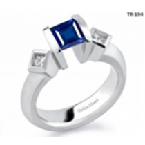 Princess Cut Blue Sapphire Gemstone Diamond Tension Set Engagement Rings