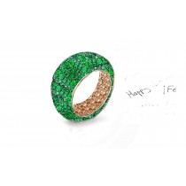 Made To Order Eternity Band Rings Featuring High Quality Diamonds & Green Emeralds