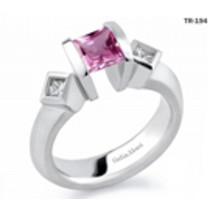 Princess Cut Pink Sapphire Gemstone Diamond Tension Set Engagement Rings