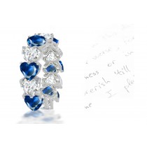 Designer: Soecial Blue Sapphire Heart & Diamond Heart Stylish Eternity Ring