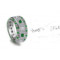 Breathtaking: Micropavee Emerald Diamond Princess Cut Eternity Square Band