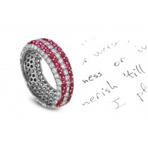 Cuatro Micropavee Ruby & Diamond Eternity Ring in Platinum & 14k Yellow Gold